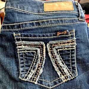 SEVEN 7 Jeans Bling Blingy Straight Leg Frayed Back Pockets Womens 14